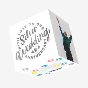 Simple Silver Wedding Anniversary Confetti-exploding Greetings Card