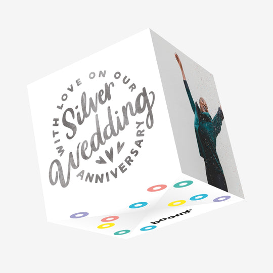 Simple Silver Wedding Anniversary Confetti-exploding Greetings Card