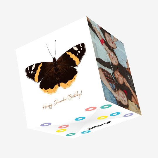 Happy December Birthday Butterfly Confetti-exploding Greetings Card