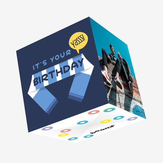 Happy Birthday Football Fan Scarf Confetti-exploding Greetings Card