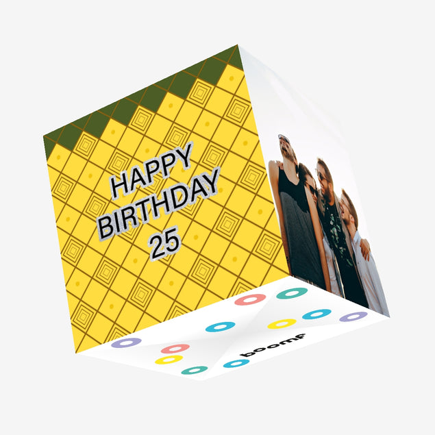 Yellow Pattern Happy 25th Birthday Confetti-exploding Greetings Card