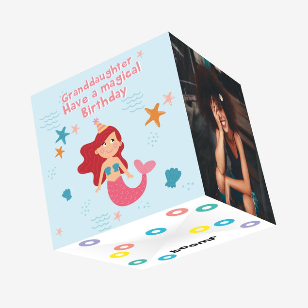 Happy Birthday Granddaughter Little Mermaid Confetti-exploding Greetings Card