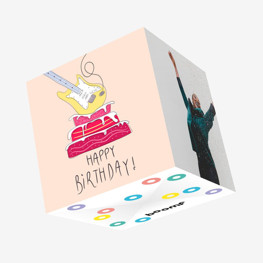 Guitar Cake Happy Birthday Confetti-exploding Greetings Card