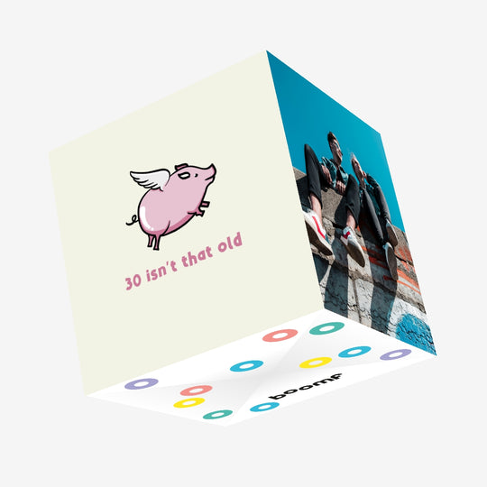 Flying Pig 30th Birthday Confetti-exploding Greetings Card