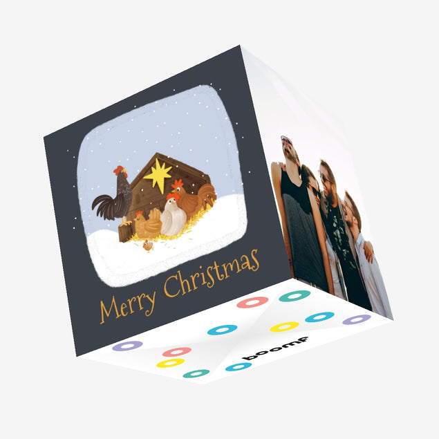Merry Christmas Cute Hens Confetti-exploding Greetings Card