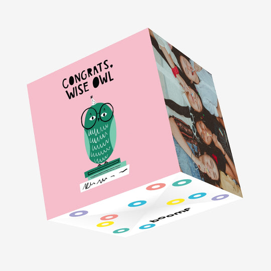 Congrats Wise Owl Confetti-exploding Greetings Card