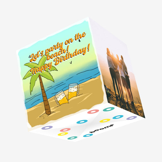 Party On The Beach Happy Birthday Confetti-exploding Greetings Card