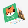 Cute Little Tiger Happy 2nd Birthday Baby Confetti-exploding Greetings Card