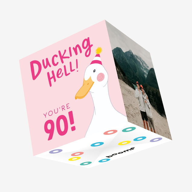 Ducking Hell You're 90 Pink Birthday Confetti-exploding Greetings Card