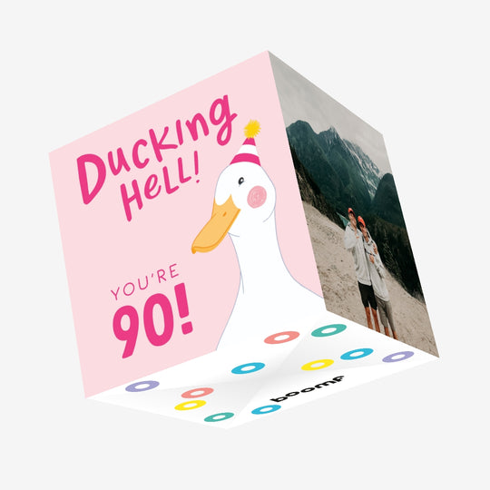 Ducking Hell You're 90 Pink Birthday Confetti-exploding Greetings Card