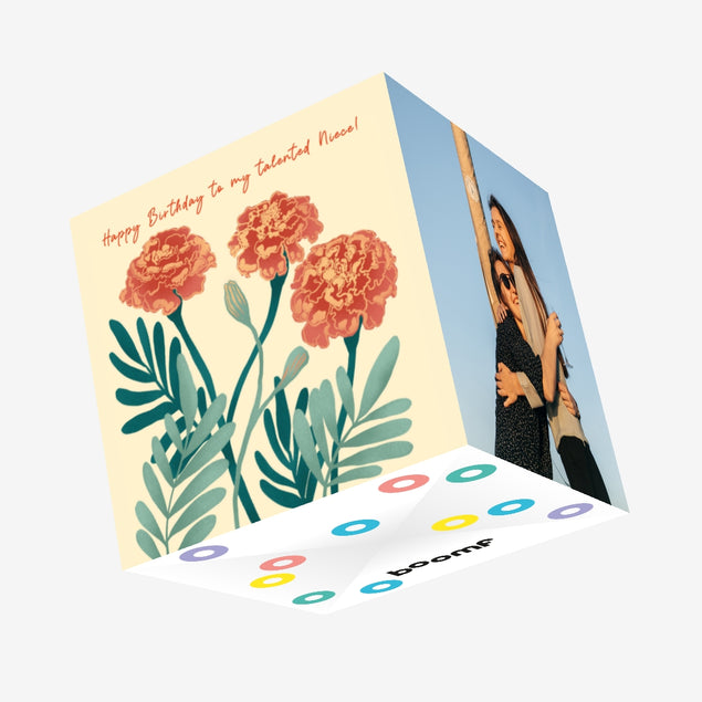 Beautiful Carnations Happy Birthday Niece Confetti-exploding Greetings Card