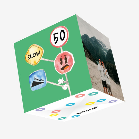 Warning Road Sign 50th Birthday Confetti-exploding Greetings Card