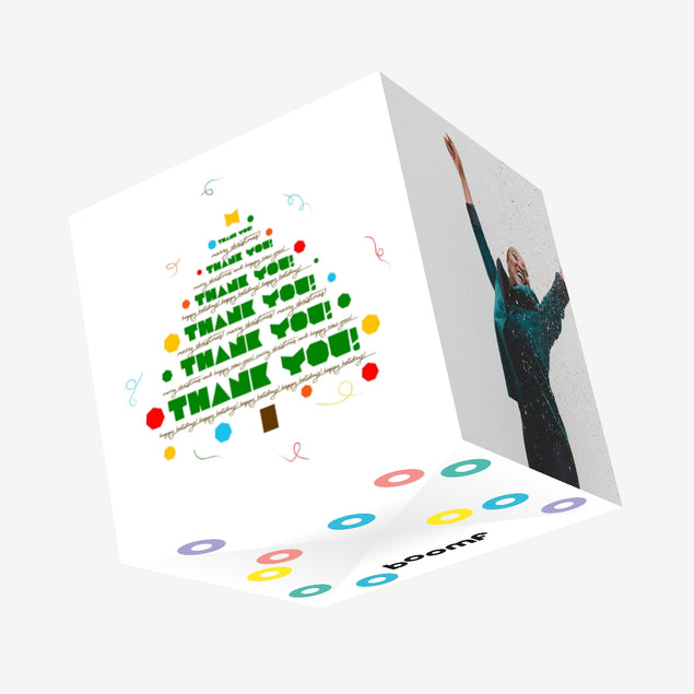 Merry Christmas And Happy New Year Thank You Christmas Tree Confetti-exploding Greetings Card