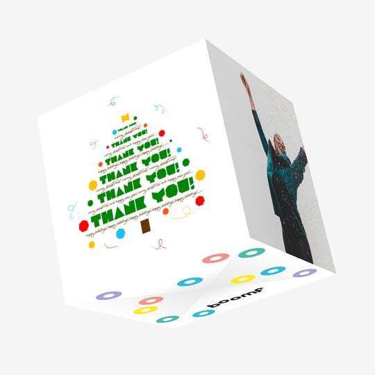 Merry Christmas And Happy New Year Thank You Christmas Tree Confetti-exploding Greetings Card