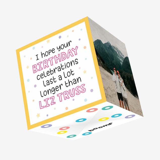 Last Longer Than Liz Truss Birthday Confetti-exploding Greetings Card