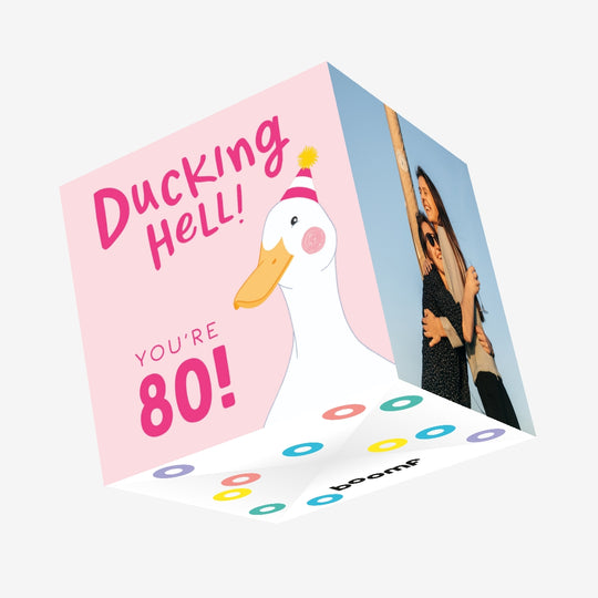Ducking Hell You're 80 Pink Birthday Confetti-exploding Greetings Card