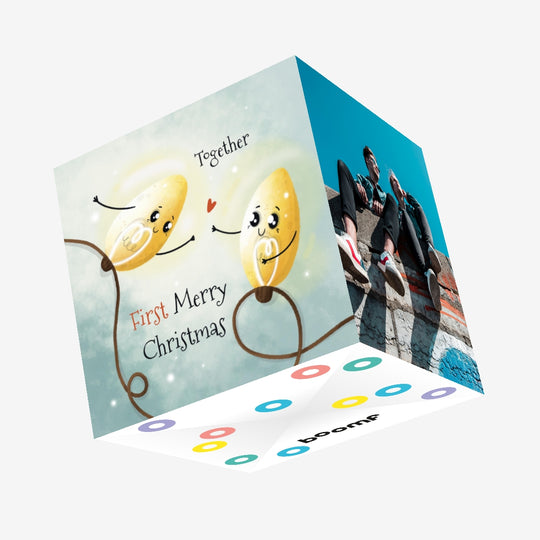 Garland Lamps First Christmas Together Confetti-exploding Greetings Card