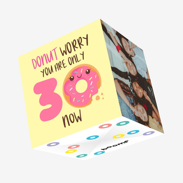 Donut Worry Happy 30th Birthday Confetti-exploding Greetings Card