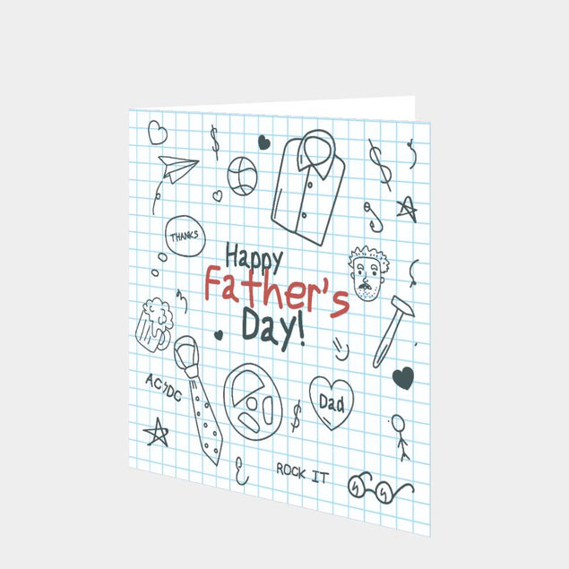Happy Father's Day Doodle Black Card