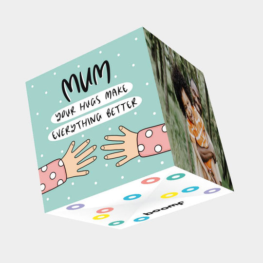 Your Hugs Make Everything Better Bomb 3D Cube Card