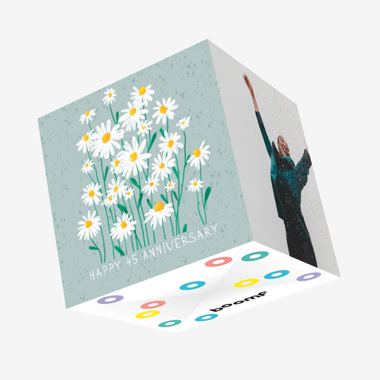 Happy 45th Anniversary Cute Daisies Confetti-exploding Greetings Card