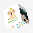 Happy Birthday Cute Golden Retriever Puppy Confetti-exploding Greetings Card