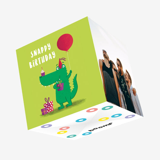 Cute Crocodile Snappy Birthday Confetti-exploding Greetings Card