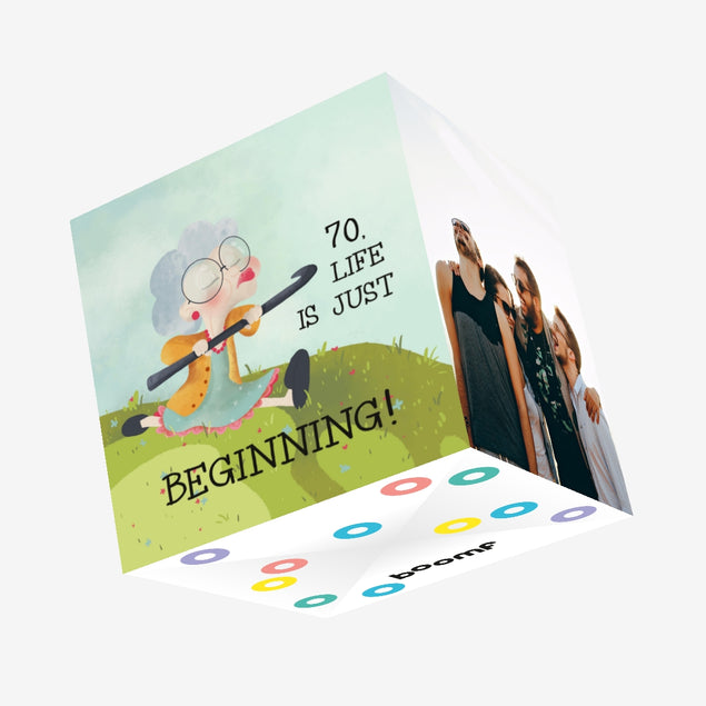 Happy 70th Birthday Mum Life Is Just Beginnning Confetti-exploding Greetings Card