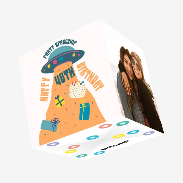 Party Spaceship Happy 48th Birthday Confetti-exploding Greetings Card