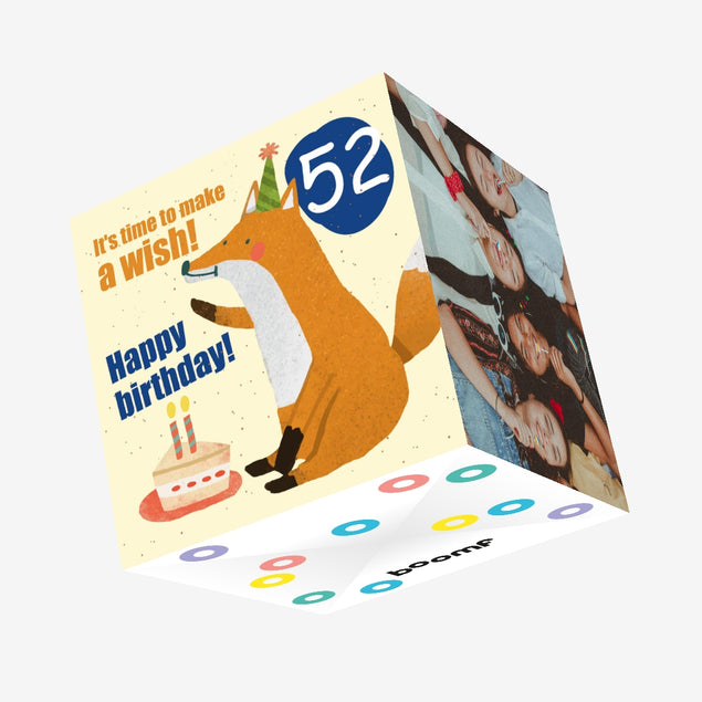 Make a Wish 52nd Birthday Confetti-exploding Greetings Card