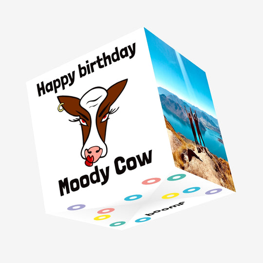 Moody Cow Birthday Confetti-exploding Greetings Card