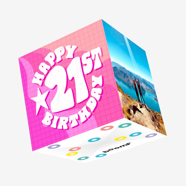 Happy 21st Pink Birthday Confetti-exploding Greetings Card