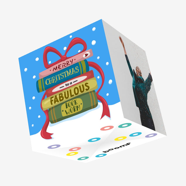 Fabulous Bookworm Christmas Confetti-exploding Greetings Card