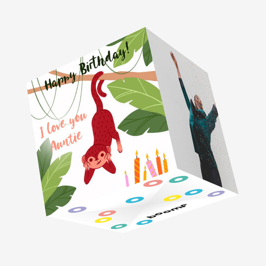 Monkey On A Tree Happy Birthday Auntie Confetti-exploding Greetings Card