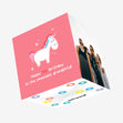 Cute Unicorn In Pink Happy 5th Birthday Grandchild Confetti-exploding Greetings Card
