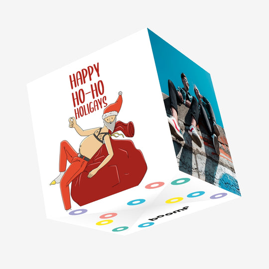 Ho-Ho-Ho Gay Santa Merry Christmas Confetti-exploding Greetings Card