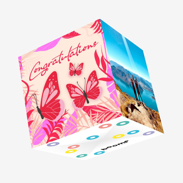 Tropical Pink Butterflies Birthday Confetti-exploding Greetings Card