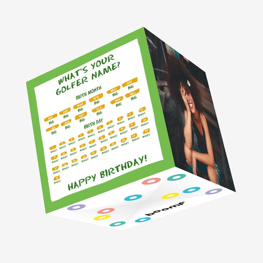 Golfer Name Happy Birthday Confetti-exploding Greetings Card