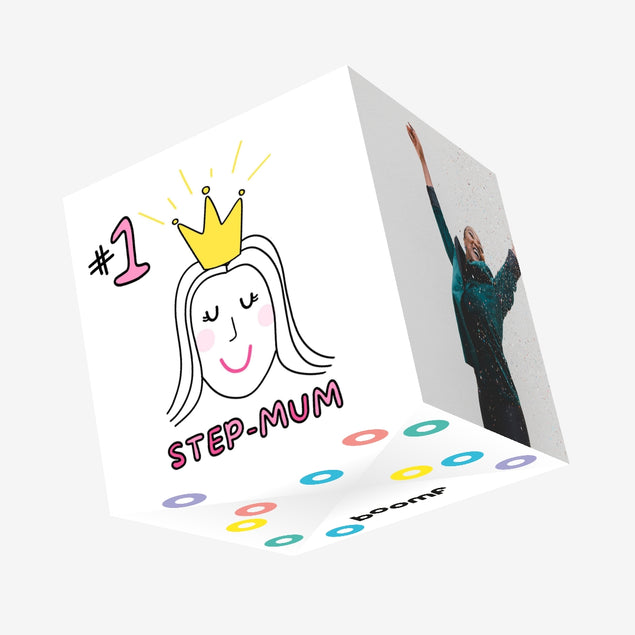 #1 Step-Mum Confetti-exploding Greetings Card