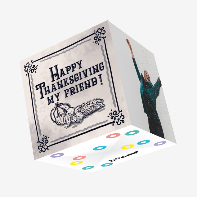Happy Thanksgiving My Friend Vintage Confetti-exploding Greetings Card