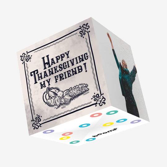 Happy Thanksgiving My Friend Vintage Confetti-exploding Greetings Card