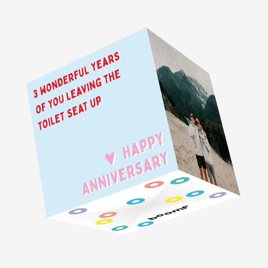 Three Years of Toilet Seat Confetti-exploding Greetings Card