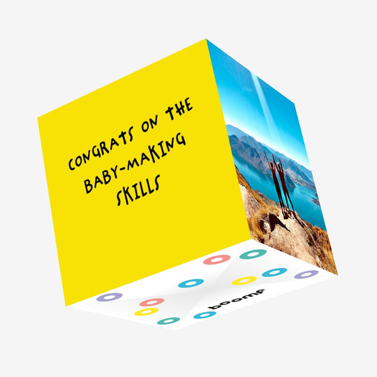 Congrats On The Baby-Making Skills Yellow Confetti-exploding Greetings Card