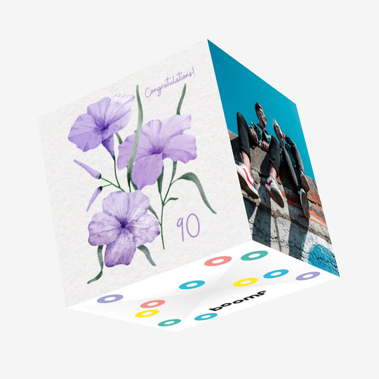 Soft Purple Flowers Happy 90th Birthday Confetti-exploding Greetings Card