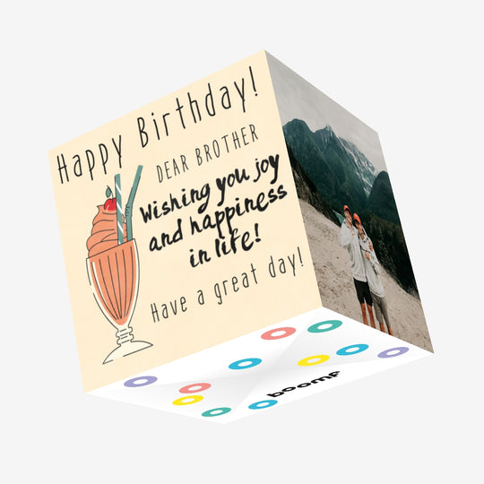 Milkshake Happy Birthday Brother Wishing You Joy And Happiness Confetti-exploding Greetings Card