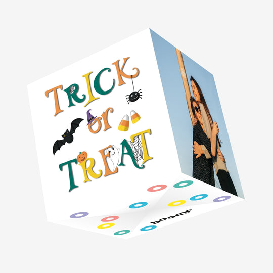 Trick Or Treat Colourful Halloween Confetti-exploding Greetings Card