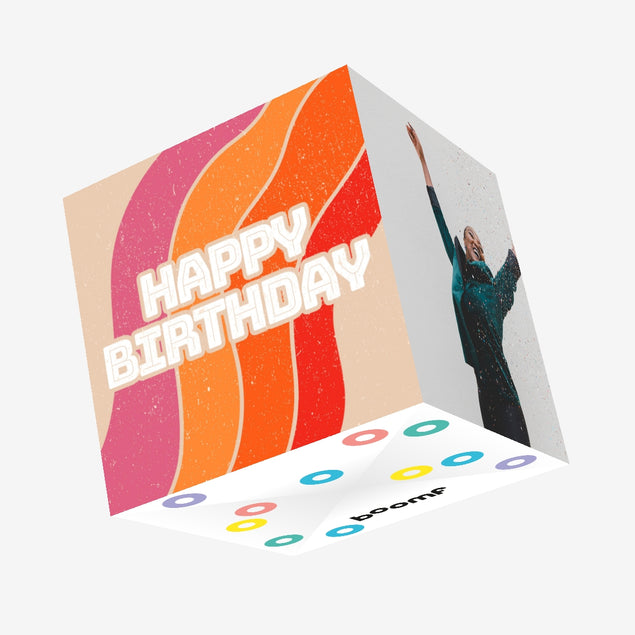 Happy Birthday Colourful Swirls Confetti-exploding Greetings Card