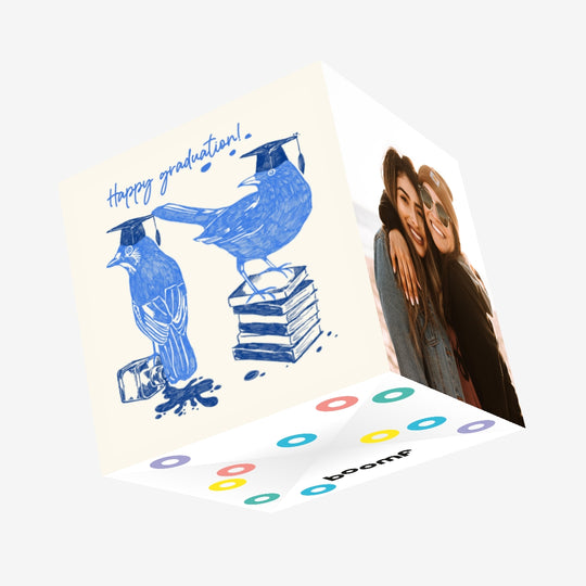 Smart Blue Birds Graduation Confetti-exploding Greetings Card