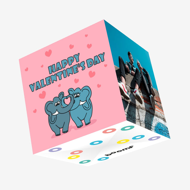 Cute Elephant Couple Valentine's Day Confetti-exploding Greetings Card