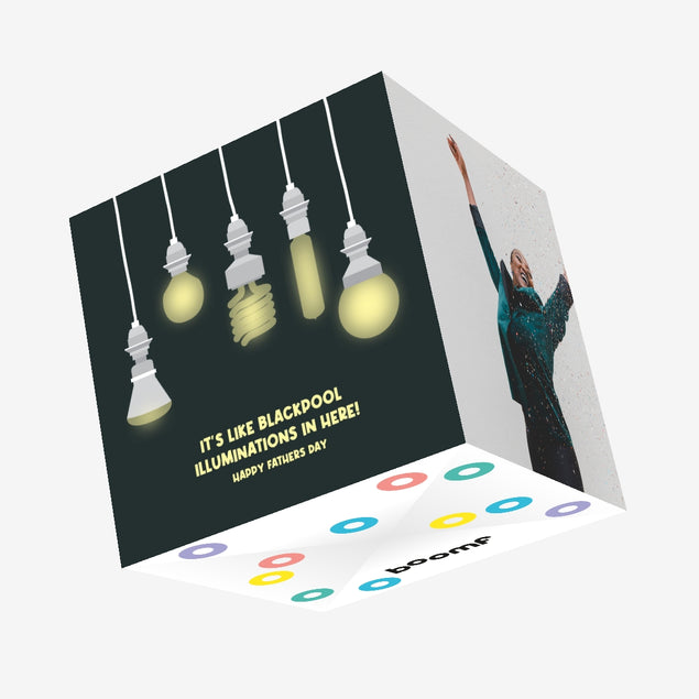 Blackpool Illuminations In Here Father's Day Confetti-exploding Greetings Card